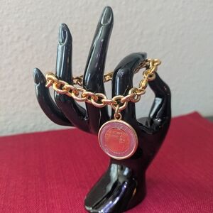 Official Italian Lira Gold Coin Charm Bracelet - Yellow Gold Coated From Italy